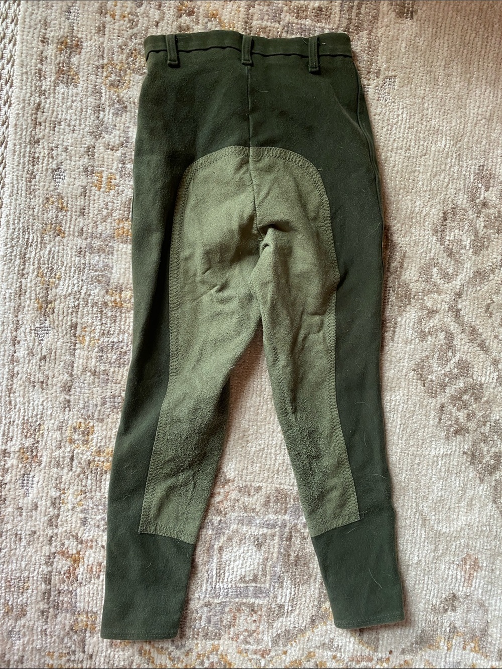 Equestrian  leather seat Olive Green Riding Breeches